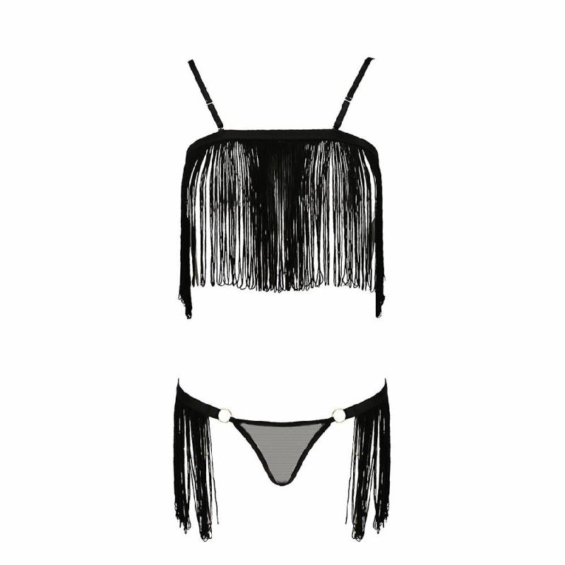 Комплект білизни Passion Exclusive KASSANDRA SET OpenBra 2XL/3XL black, ліф, трусики-спідниця