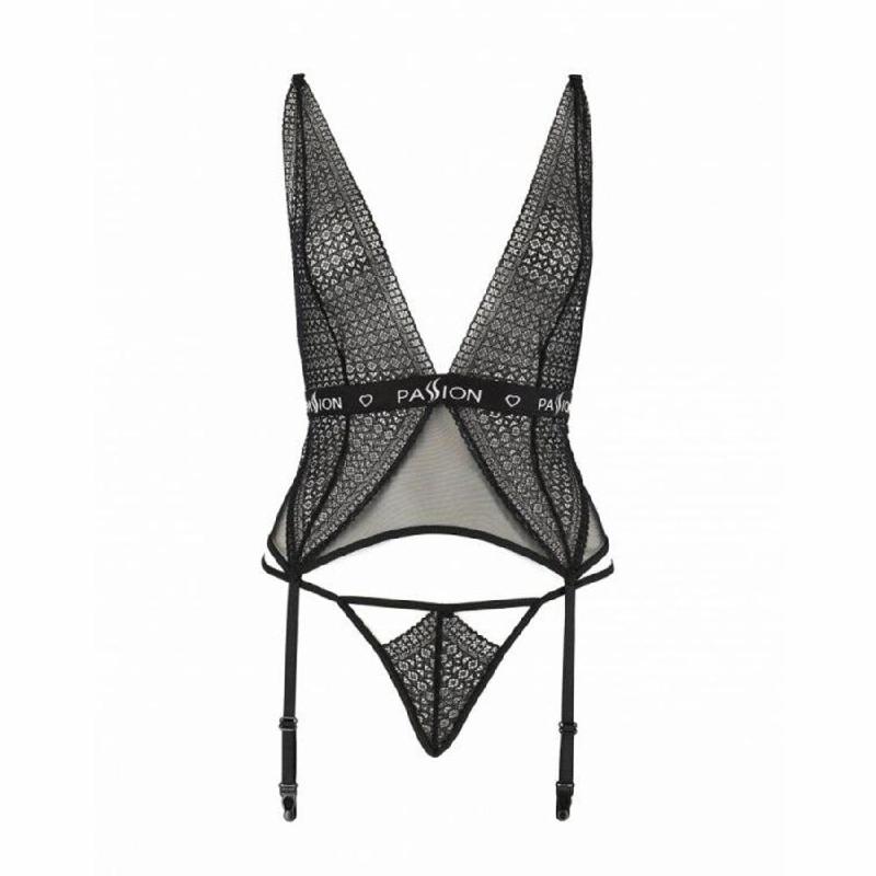 Напівпрозорий корсет Passion Exclusive MIRAJANE CORSET L/XL, black