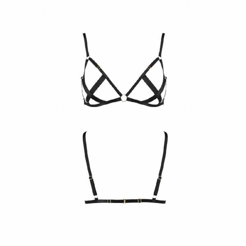 Відкритий бюстгальтер-стрепи Passion Exclusive NICKY BRA S/M, black