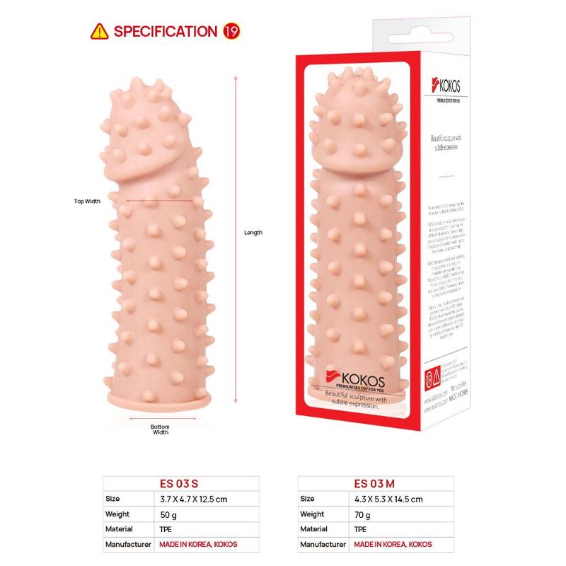 Насадка на член Kokos Extreme Sleeve ES.03 розмір S, потовщувальна, стимулюючий рельєф