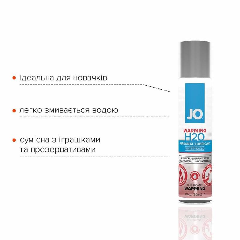 Зігрівальна змазка на водній основі JO H2O WARMING (30 мл) з екстрактом перцевої м’яти