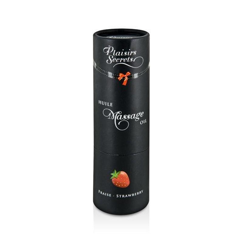 Масажна олія Plaisirs Secrets Strawberry (59 мл) з афродизіаками, їстівна, подарункове паковання