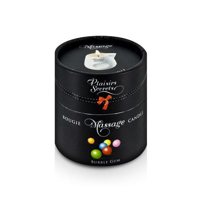 Масажна свічка Plaisirs Secrets Bubble Gum (80 мл) подарункова упаковка, керамічний посуд