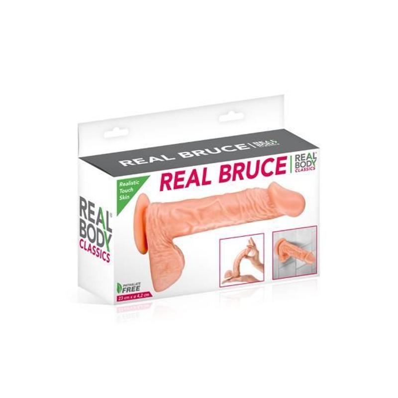 Фалоімітатор на присосці Real Body — Real Bruce Flesh, TPE, діаметр 4,2 см