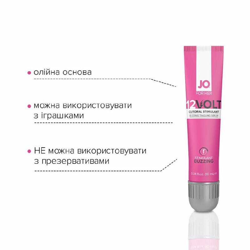 Збудливий гель для клітора JO 12VOLT (10 мл) з ефектом пульсації та розігріву