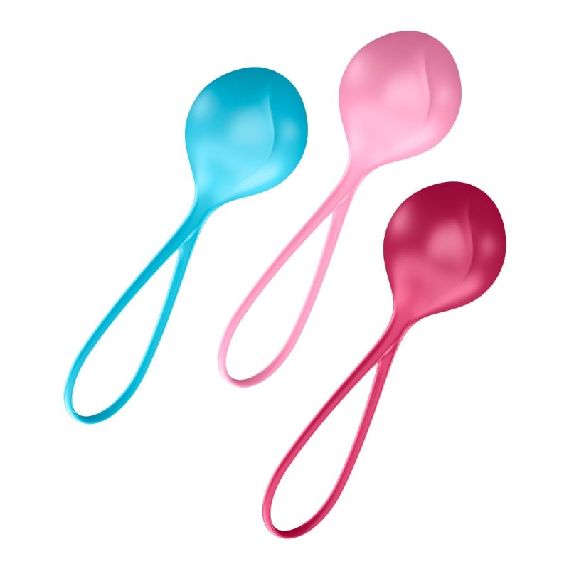 Вагінальні кульки Satisfyer Strengthening Balls (3шт), діаметр 3,8 см, маса 62-82-98г, монолітні - зображення 1