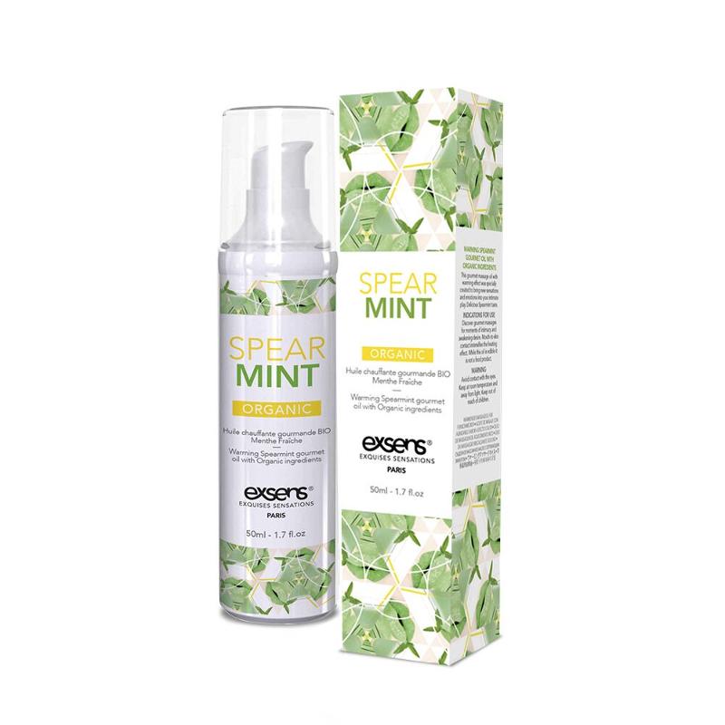 Масажна олія EXSENS Organic Spear Mint 50мл розігрівальна, без цукру, без парабенів, їстівна - зображення 1