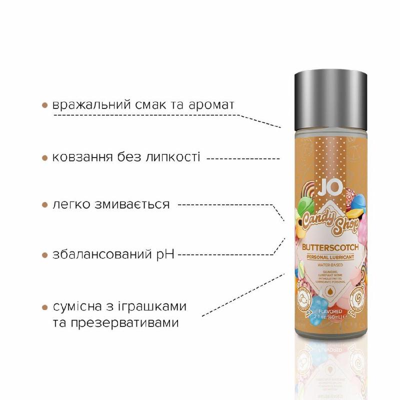 Лубрикант на водній основі JO H2O — Candy Shop — Butterscotch (60 мл) без цукру та парабенів