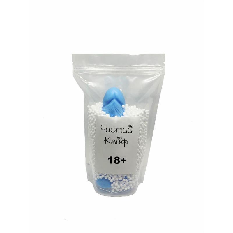 Мило у формі пеніса Чистий Кайф Blue size L, крафтове мило-член, натуральне