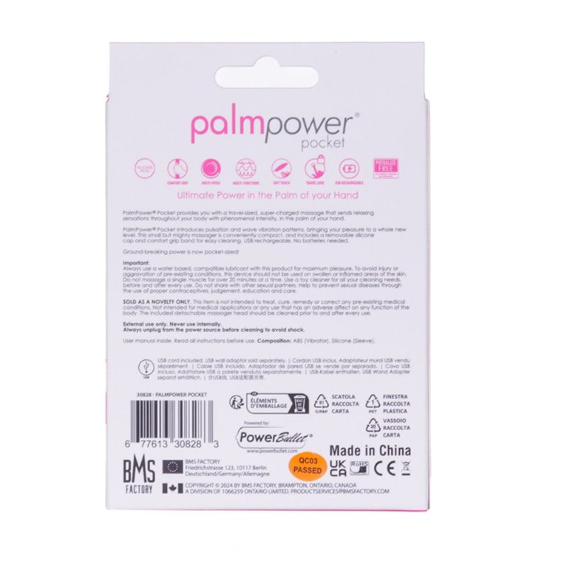 Мінівібромасажер PalmPower Pocket із чохлом на блискавці, водостійкий, перезаряджуваний, довжина 9см
