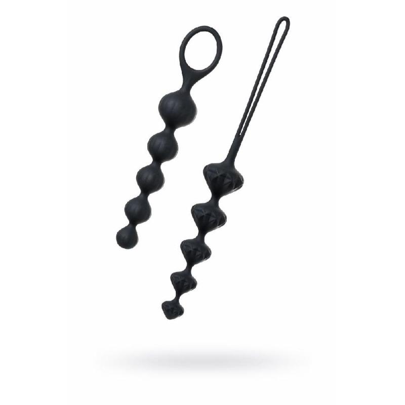 Набір анальних намистин Satisfyer Beads Black, силікон, макс. діаметр 3,3 см та 3,5 см
