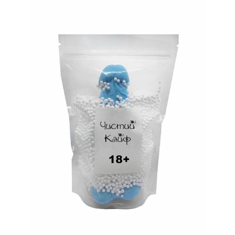 Мило у формі пеніса Чистий Кайф Blue size XL, крафтове мило-член, натуральне