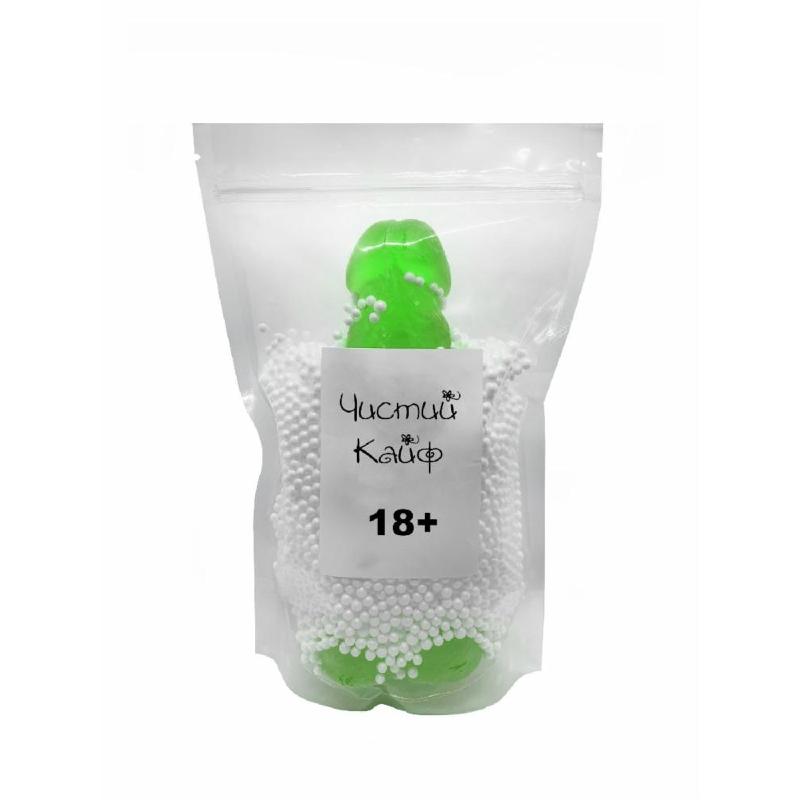 Мило у формі пеніса Чистий Кайф Green size XL, крафтове мило-член, натуральне
