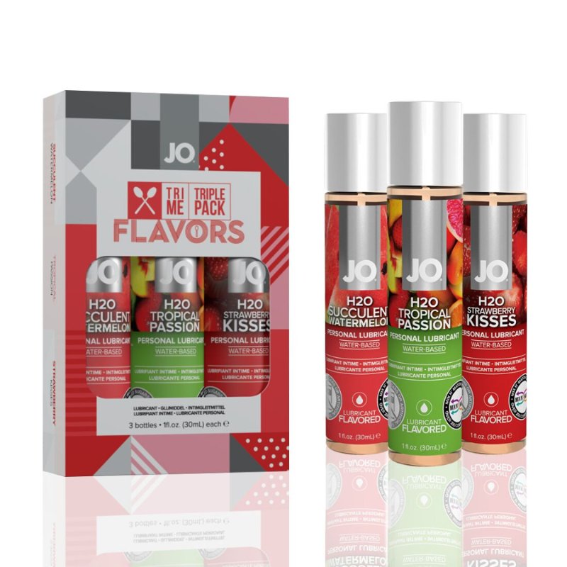 Набір JO Tri-Me Triple Pack — Flavors (3×30 мл) три різні смаки оральних змазок - зображення 1