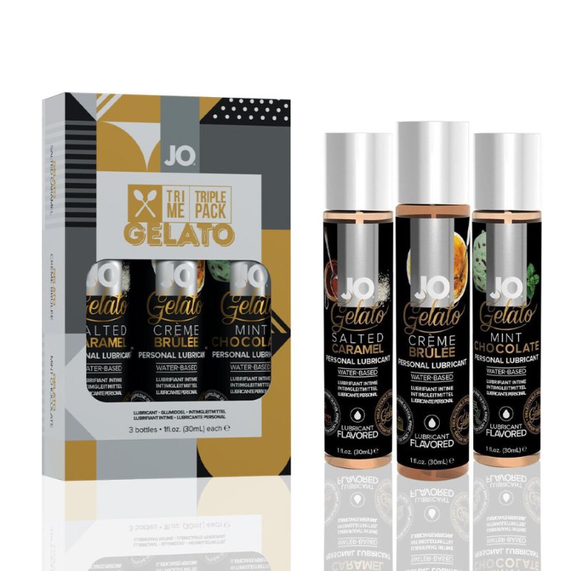 Набір JO Tri-Me Triple Pack — Gelato (3×30 мл) три різні смаки серії Джелато - зображення 1