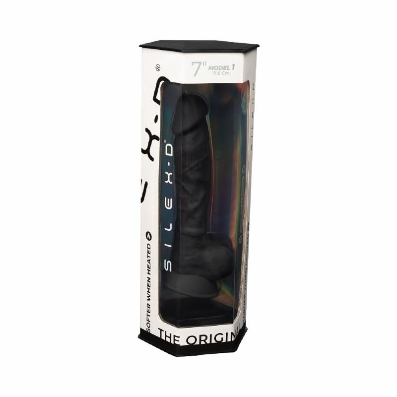 Фалоімітатор SilexD Johnny Black (MODEL 1 size 7in), двошаровий, силікон + Silexpan, діаметр 3,8см