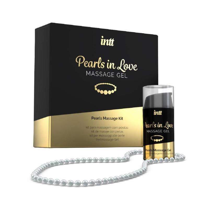 Набір для перлинного масажу Intt Pearls in Love: намисто та силіконовий масажний гель - зображення 1