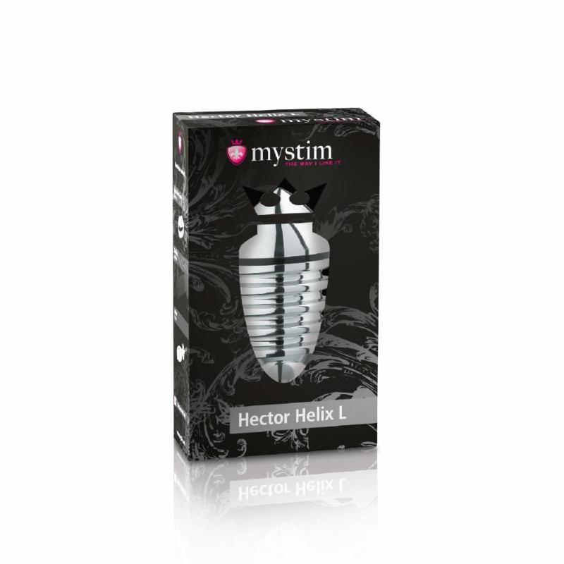 Металева анальна пробка Mystim Hector Helix L для електростимулятора, діаметр 5 см