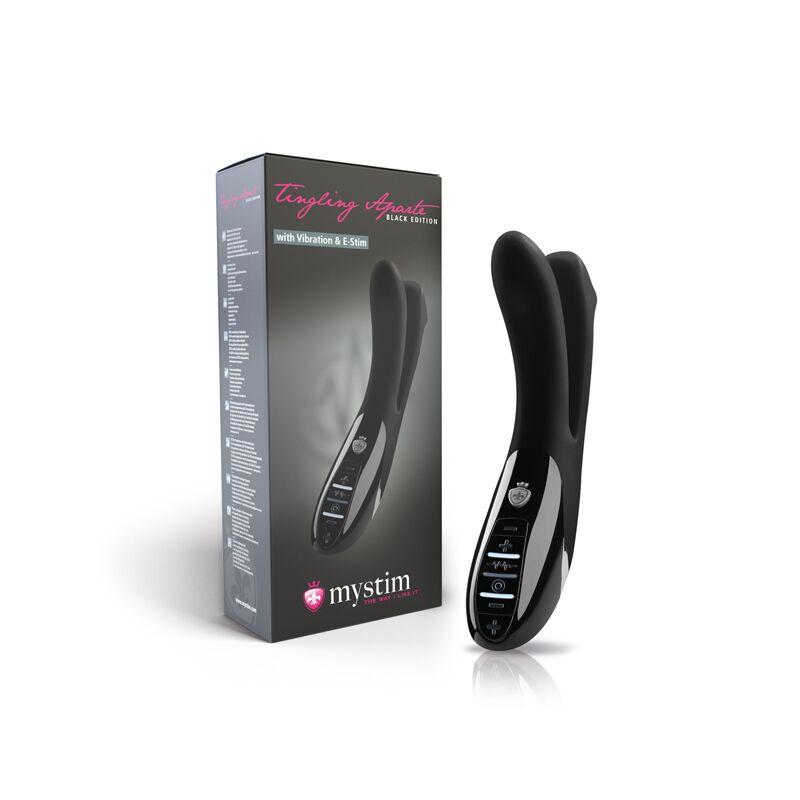 Вібратор подвійний з електростимуляцією Mystim Tingling Aparte eStim Black, міостимулятор
