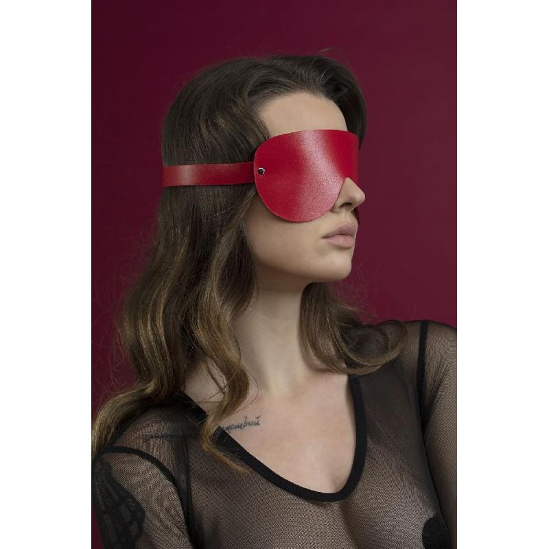 Маска на очі Feral Feelings - Blindfold Mask, натуральна шкіра, червона