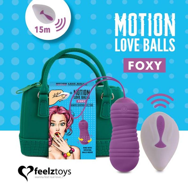 Вагінальні кульки з перлинним масажем FeelzToys Motion Love Balls Foxy з пультом ДК, 7 режимів - зображення 1