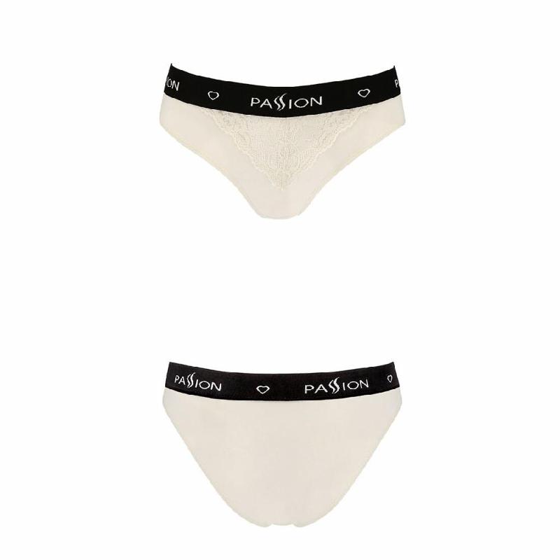Трусики з широкою резинкою і мереживом Passion PS001 PANTIES XL, ecru