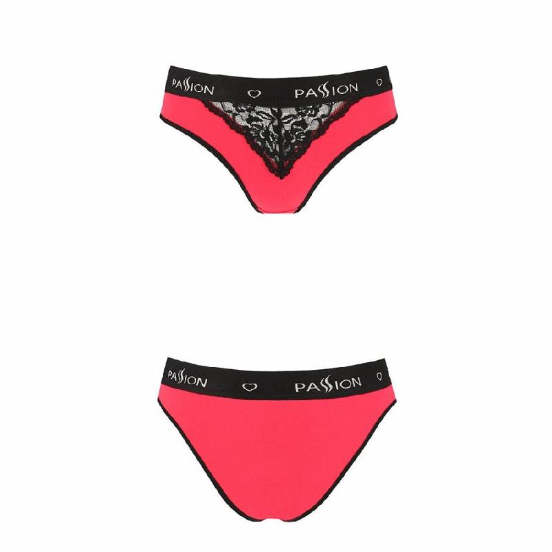 Трусики з широкою резинкою і мереживом Passion PS001 PANTIES XL, red-black