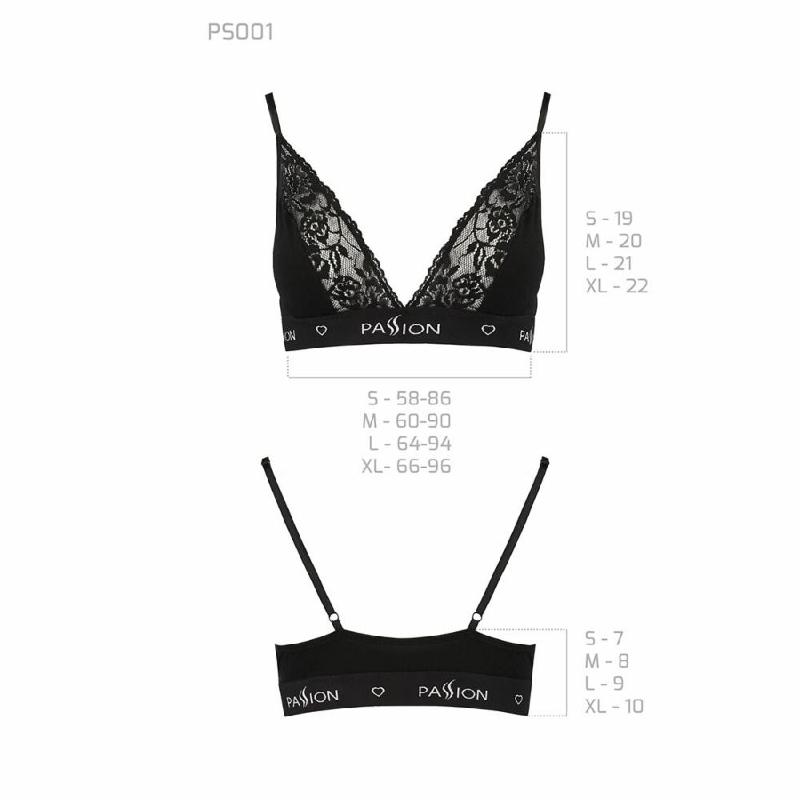 Еластичний топ з мереживом Passion PS001 TOP S, black