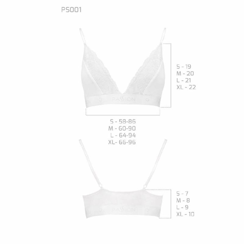 Еластичний топ з мереживом Passion PS001 TOP XL, white
