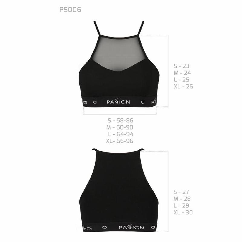 Спортивний топ з прозорою вставкою Passion PS006 TOP L, black