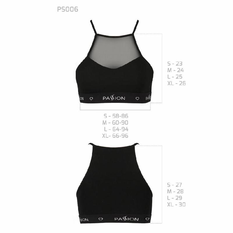 Спортивний топ з прозорою вставкою Passion PS006 TOP M, black