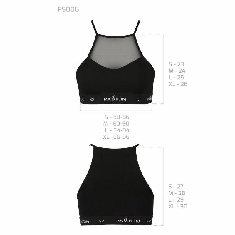 Спортивний топ з прозорою вставкою Passion PS006 TOP XL, black