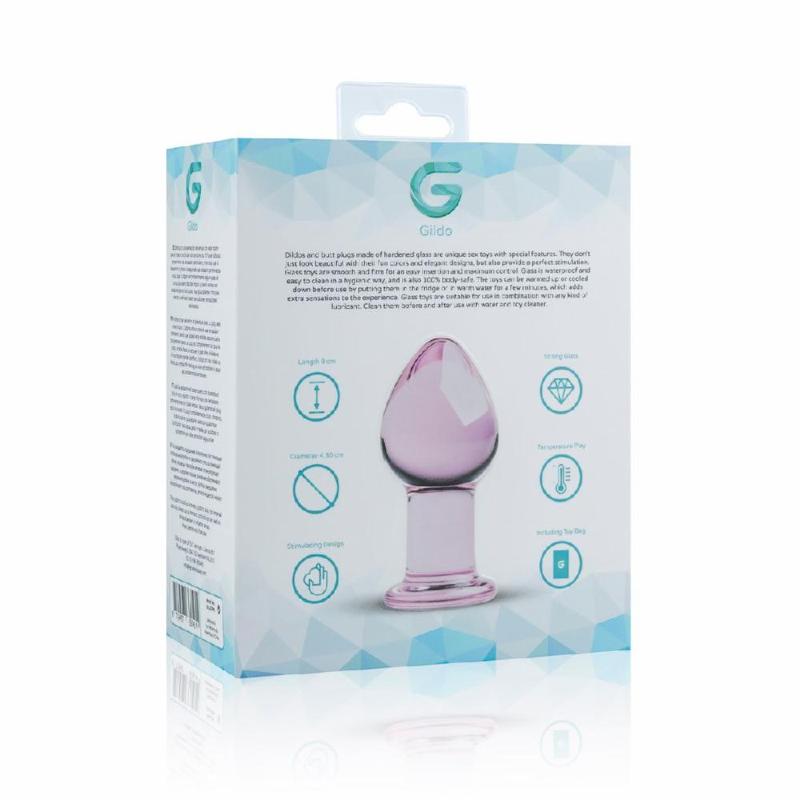 Рожева анальна пробка зі скла Gildo Pink Glass Buttplug No. 27