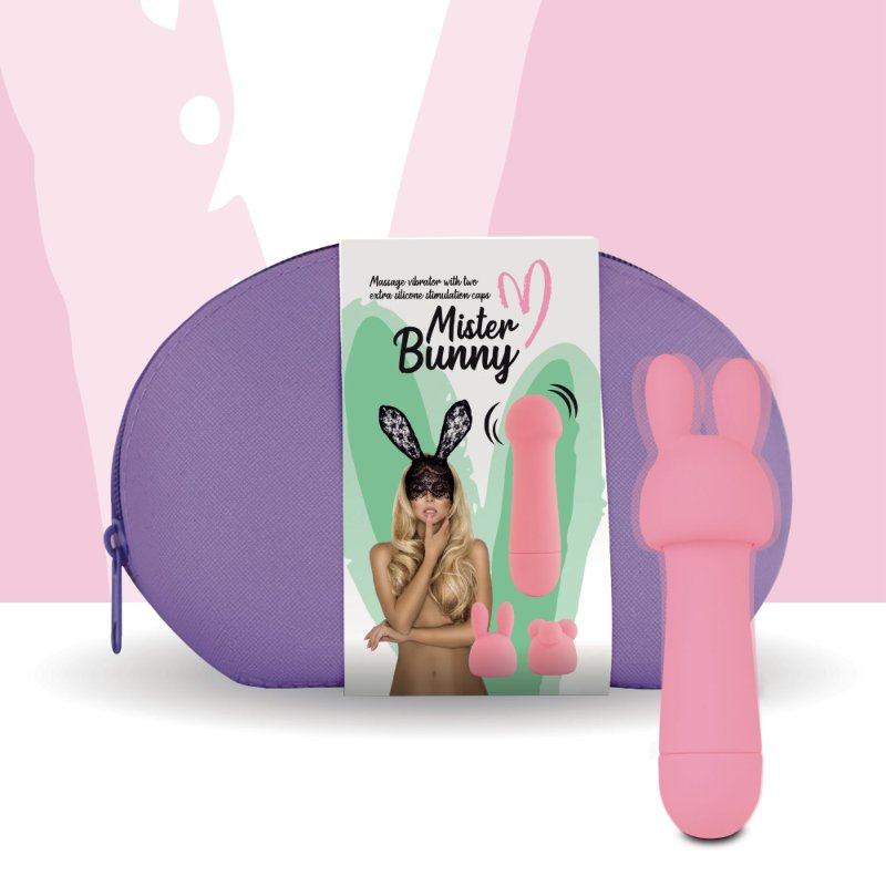 Мінівібратор FeelzToys Mister Bunny Pink з двома насадками - зображення 1