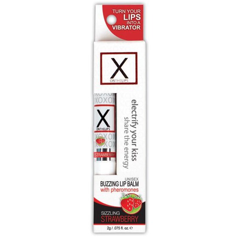 Стимулювальний бальзам для губ унісекс Sensuva – X on the Lips Strawberry з феромонами, полуниця