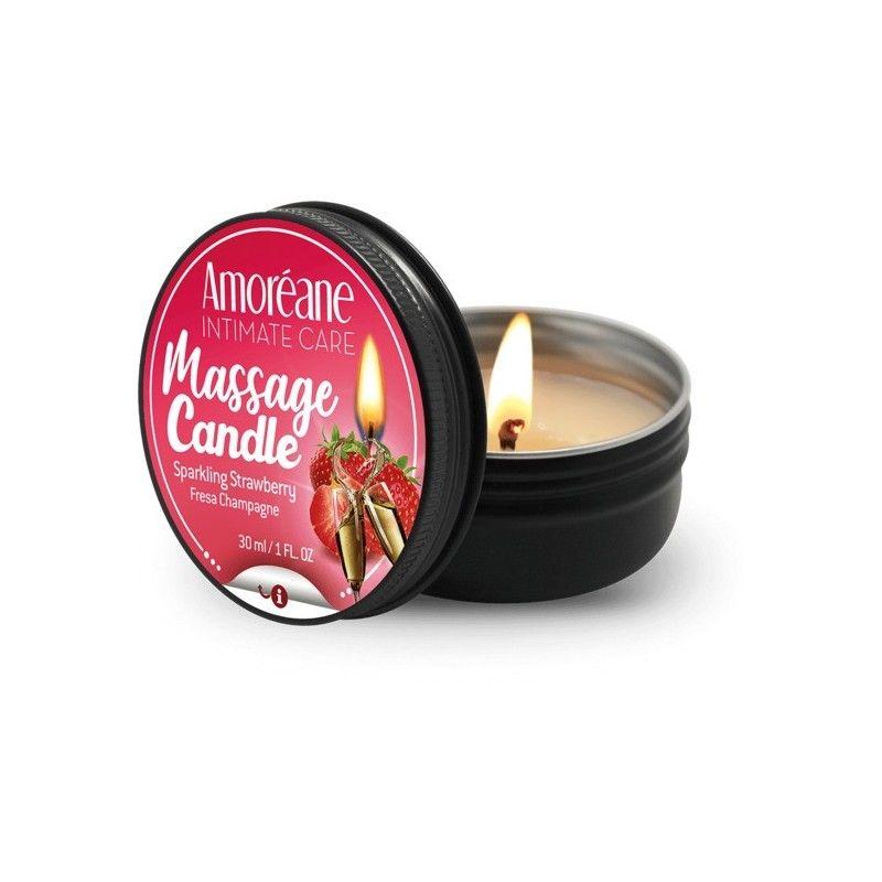 Масажна свічка "Полуниця в шампанському" Amoreane Sparkling Strawberry (30 мл) - зображення 1