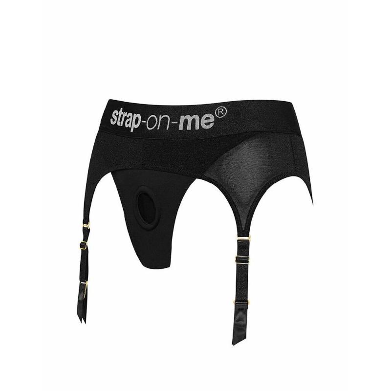 Трусики для страпона з підв’язками для панчіх Strap-On-Me REBEL HARNESS - XL
