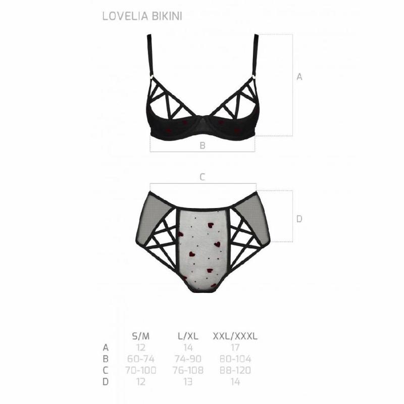 Еротичний комплект з малюнком Passion LOVELIA BIKINI L/XL, black