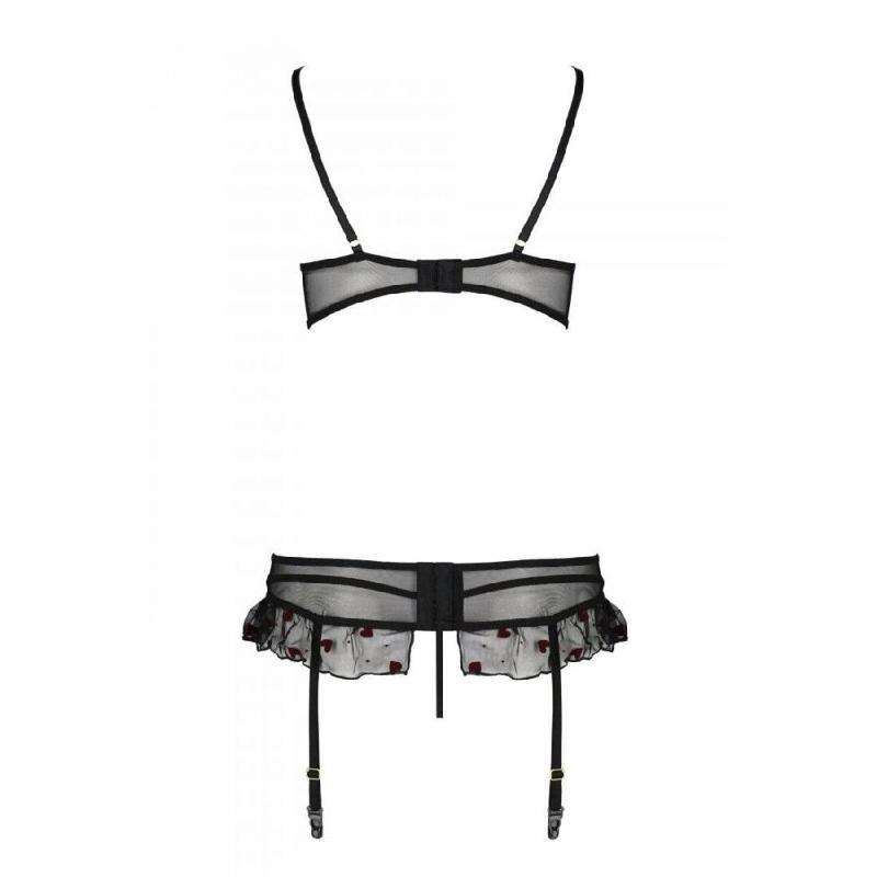 Сексуальний комплект з поясом для панчіх Passion LOVELIA SET L/XL, black