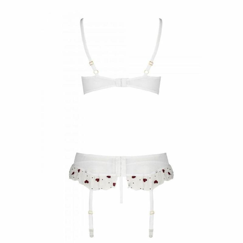 Сексуальний комплект з поясом для панчіх Passion LOVELIA SET XXL/XXXL, white