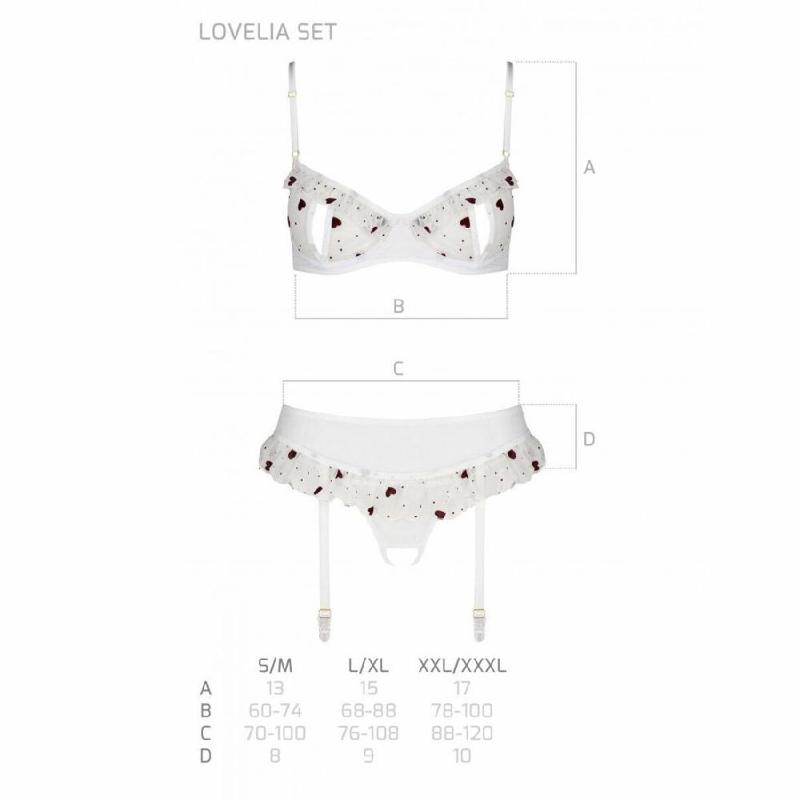 Сексуальний комплект з поясом для панчіх Passion LOVELIA SET XXL/XXXL, white