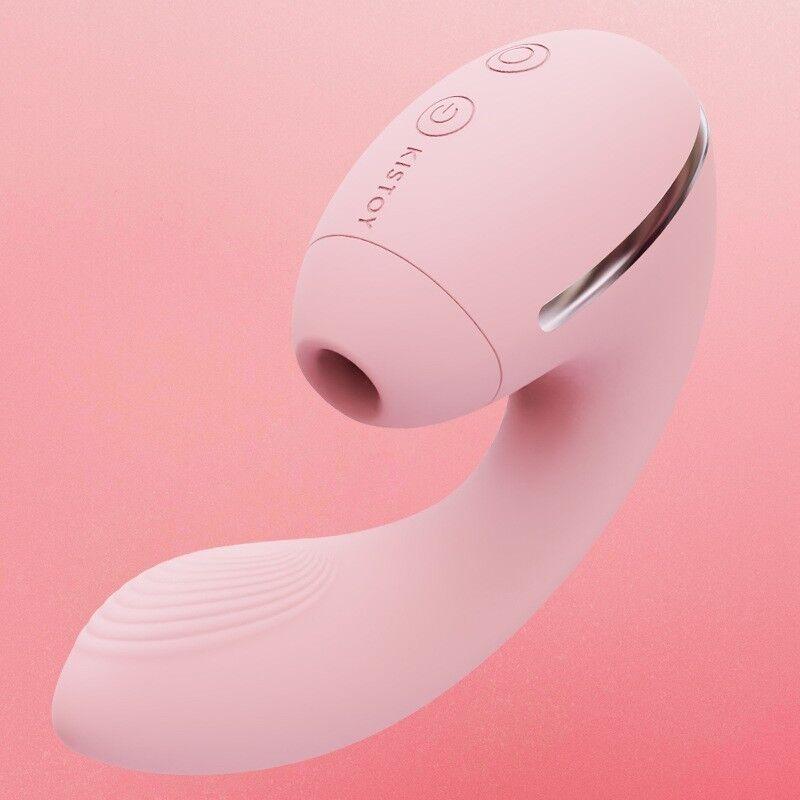 Вакуумний вібратор KISSTOY Tina Mini Pink, вагінально-кліторальний