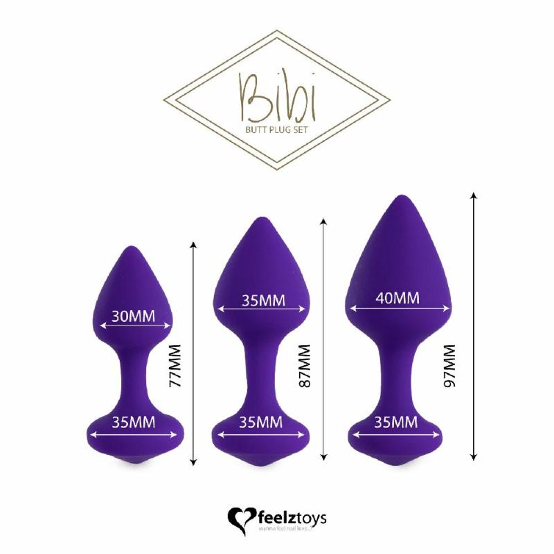 Набір силіконових анальних пробок FeelzToys - Bibi Butt Plug Set 3 pcs Purple
