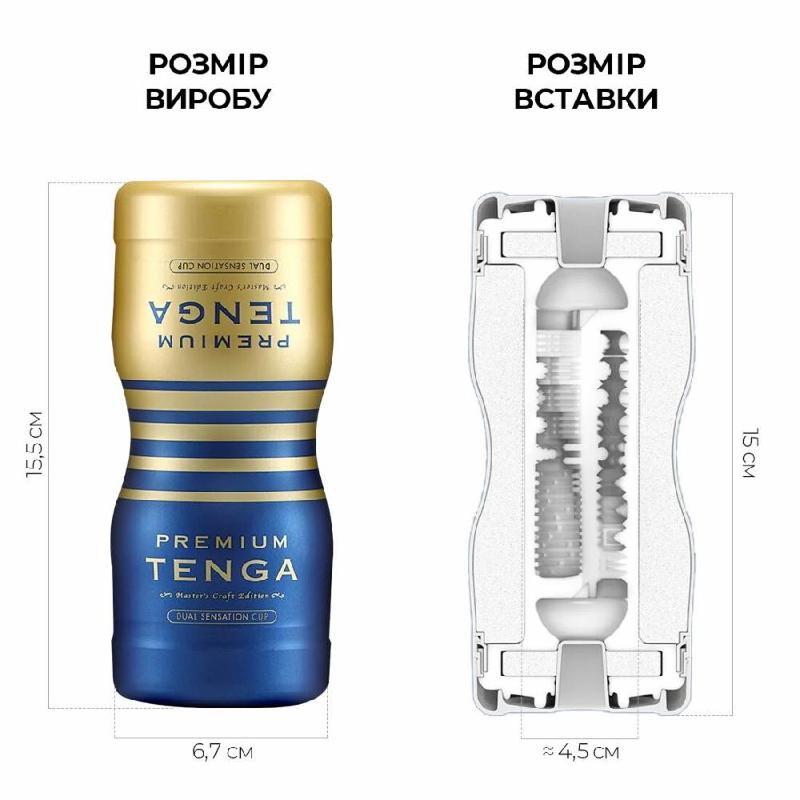 Мастурбатор Tenga Premium Dual Sensation Cup, двосторонній, з двома незалежними каналами