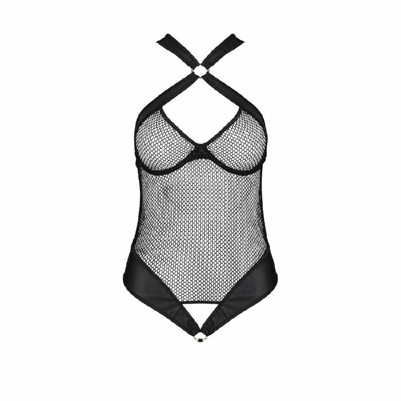 Сітчастий боді з халтером Passion Amanda Body L/XL, black