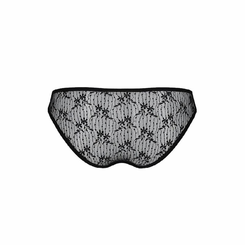 Трусики-сліпи з мереживною сіточкою Passion DINA THONG S/M, black