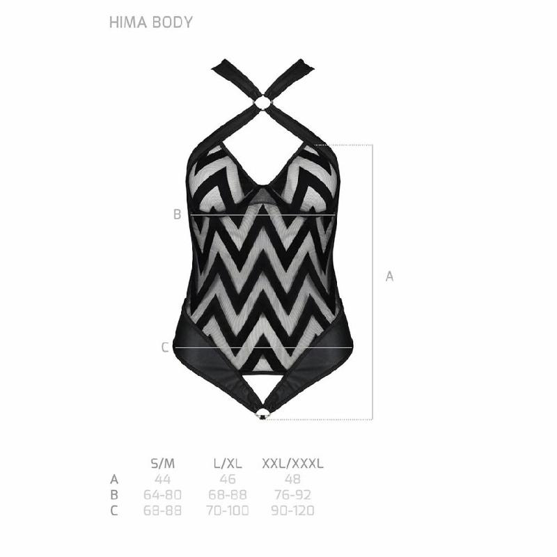 Сітчастий боді з халтером та ритмічним малюнком Passion Hima Body S/M, black