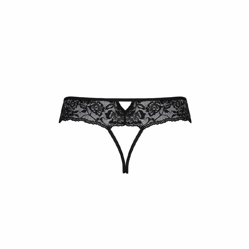 Мереживні стрінги з доступом Passion SENIA THONG S/M, black