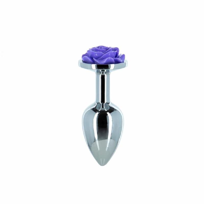 Металева анальна пробка Lux Active з трояндою - Rose Anal Plug - Purple, віброкуля в подарунок - зображення 1