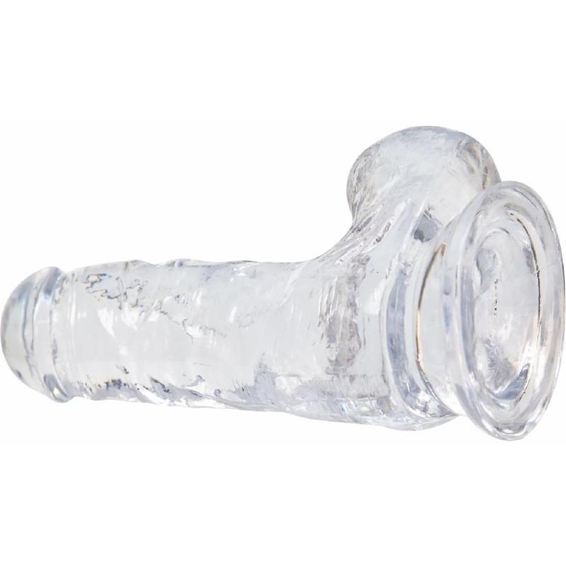 Прозорий фалоімітатор на присосці ADDICTION — Clear Dildo with Balls 6″, віброкуля в подарунок